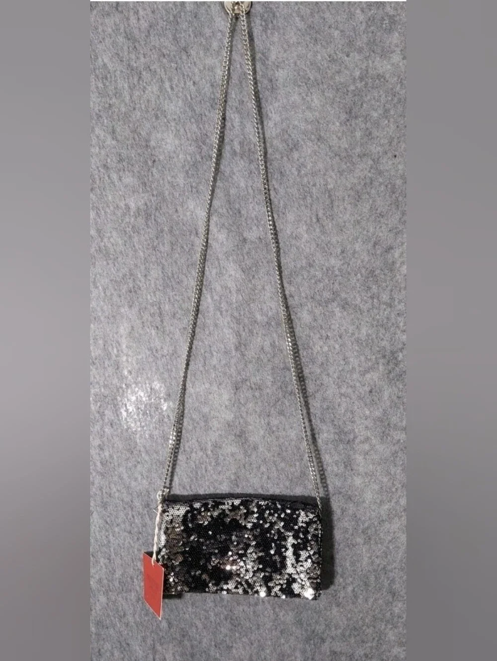 Two Way Sequin Crossbody/ Clutch With Magnetic Snap Closure & Removable Chain